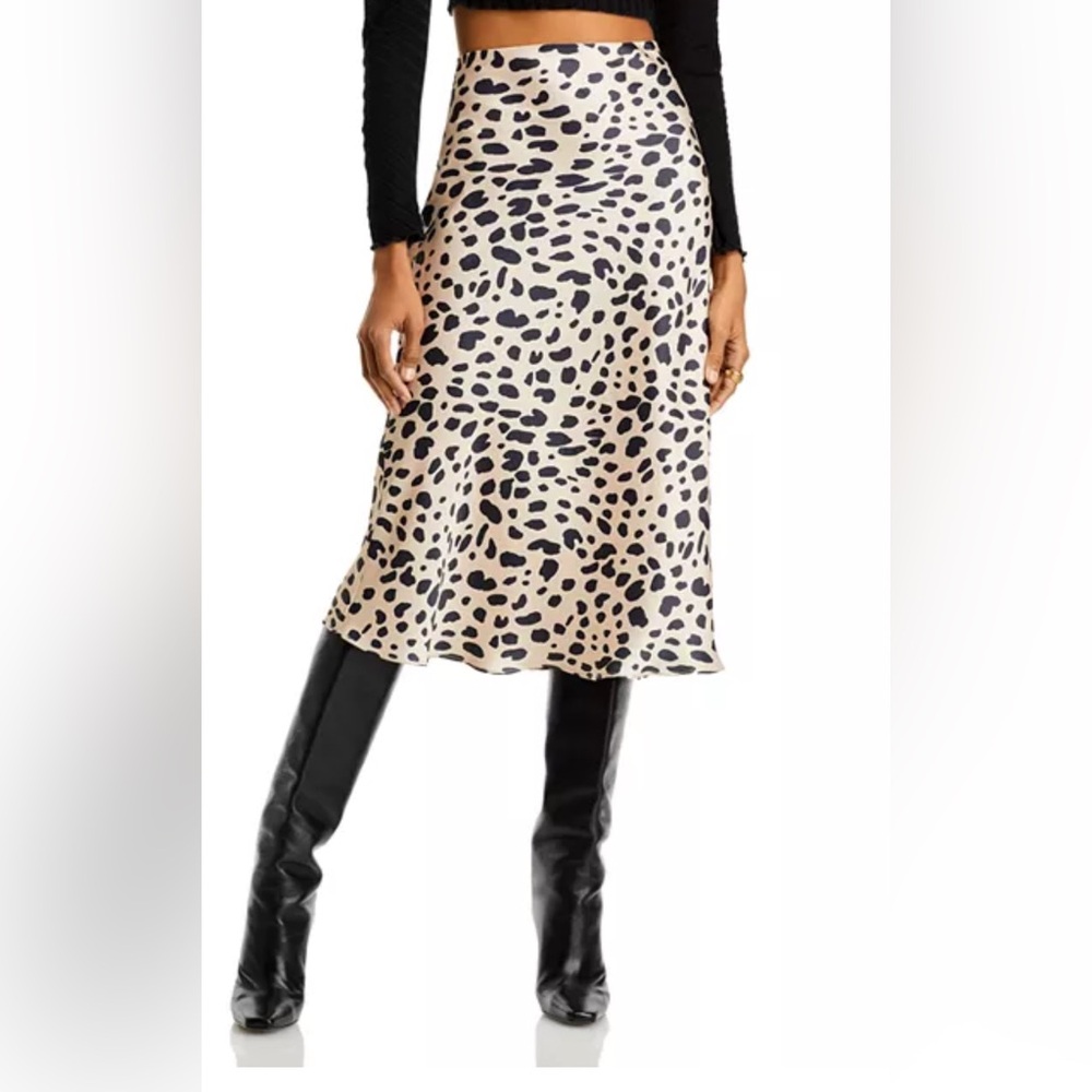 Aqua Midi Slip Skirt - Animal Print Small